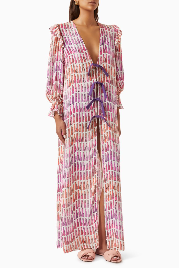 

Lipstick Long Robe in Cotton, Multicolour