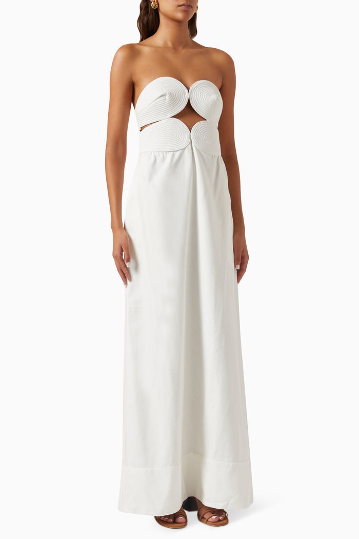 

Strapless Maxi Dress in Cotton, White