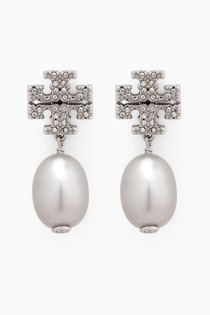 

Kira Pavé Pearl Drop Earrings in Silver-plated Brass