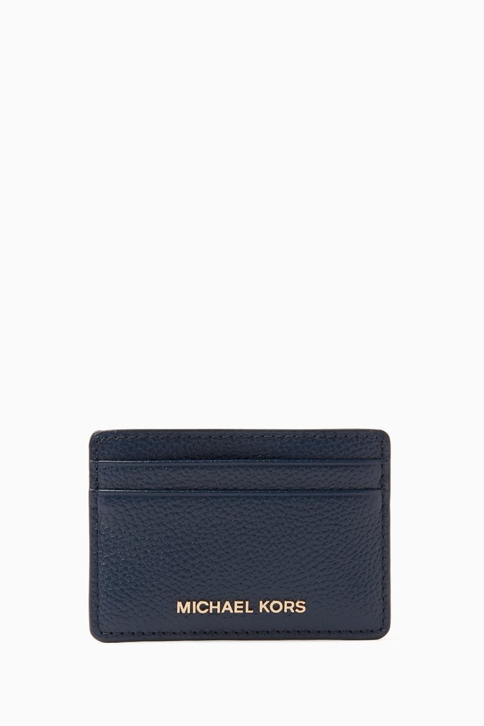 

Jet Set Card Holder in Pebbled Leather, Blue