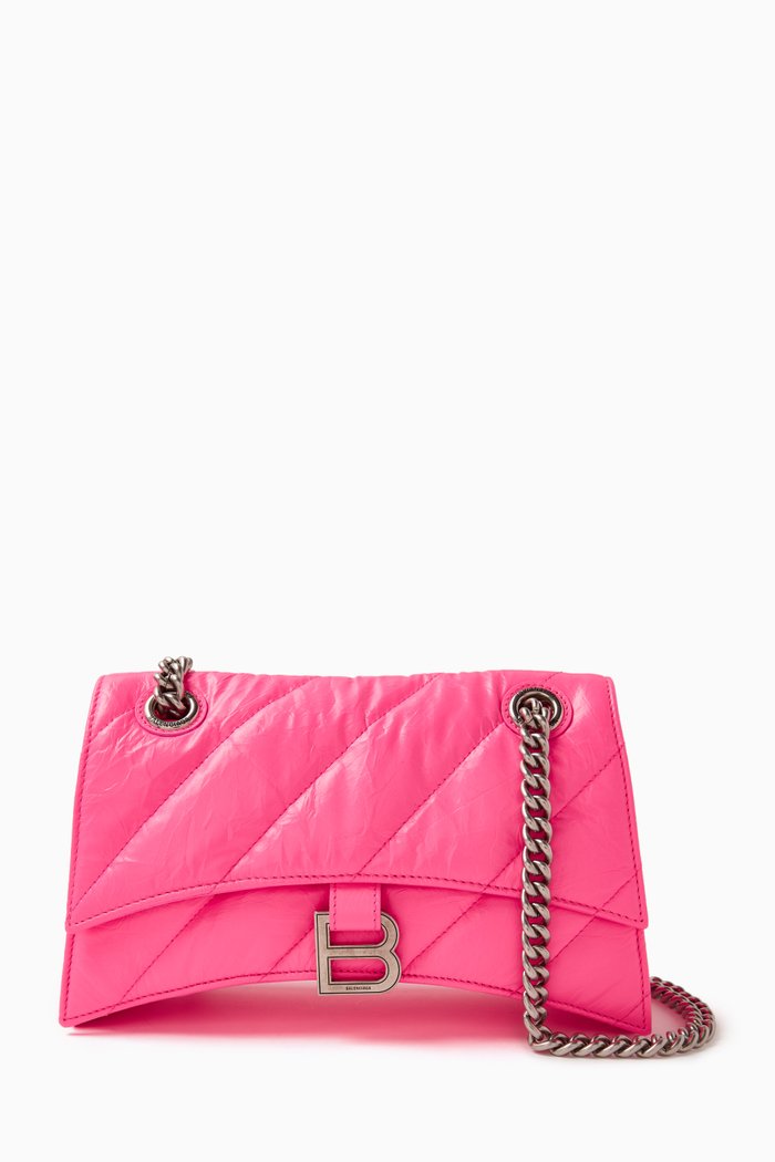 

Crush Small Chain Shoulder Bag in Quilted Leather, Pink