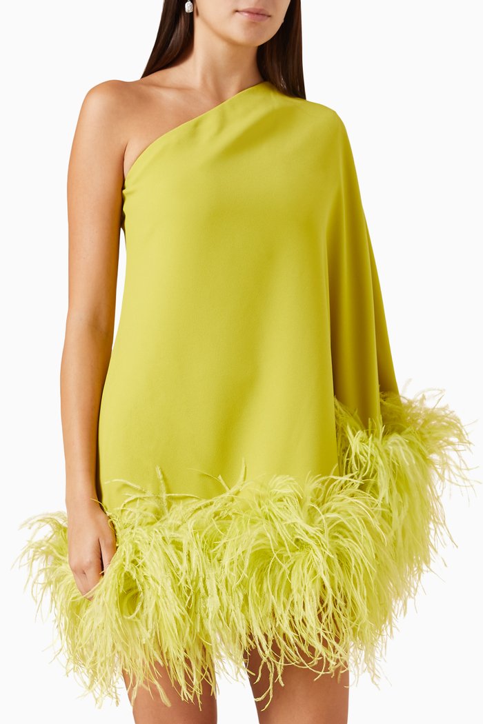 

Marlene Feather-trim Mini Dress in Crepe, Green