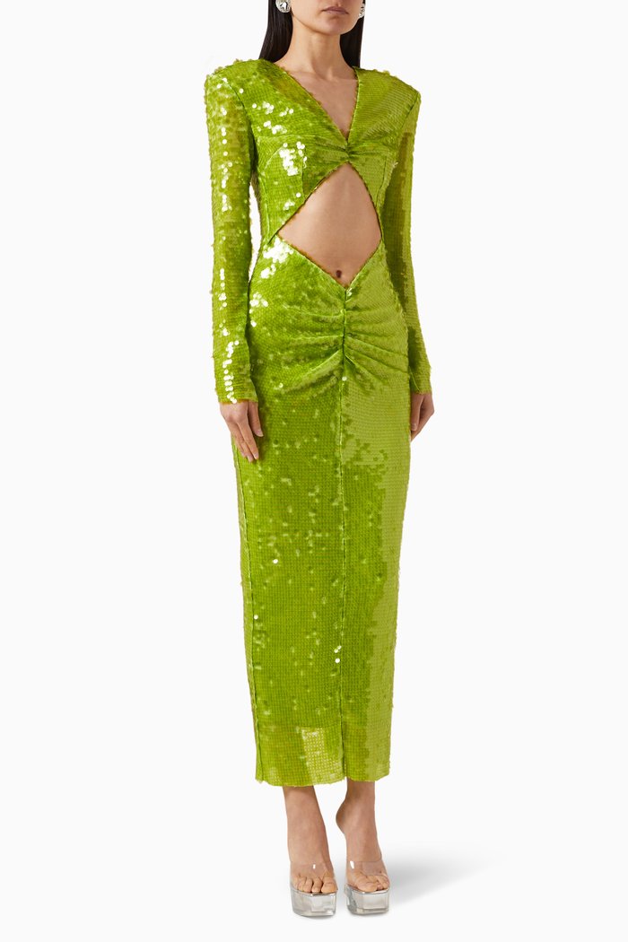 

Aurora Maxi Dress in Sequins, Green