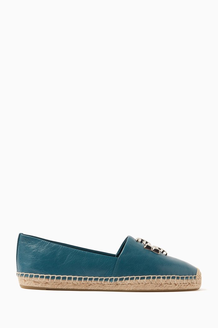 

Eleanor Logo Espadrilles in Leather, Blue