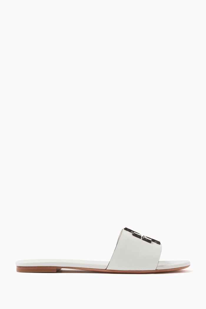 

Ines Logo C-wide Slides in Leather, White