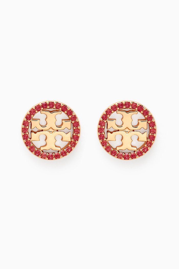 

Miller Pavé Crystal Logo Stud Earrings in 18kt Gold-plated Brass