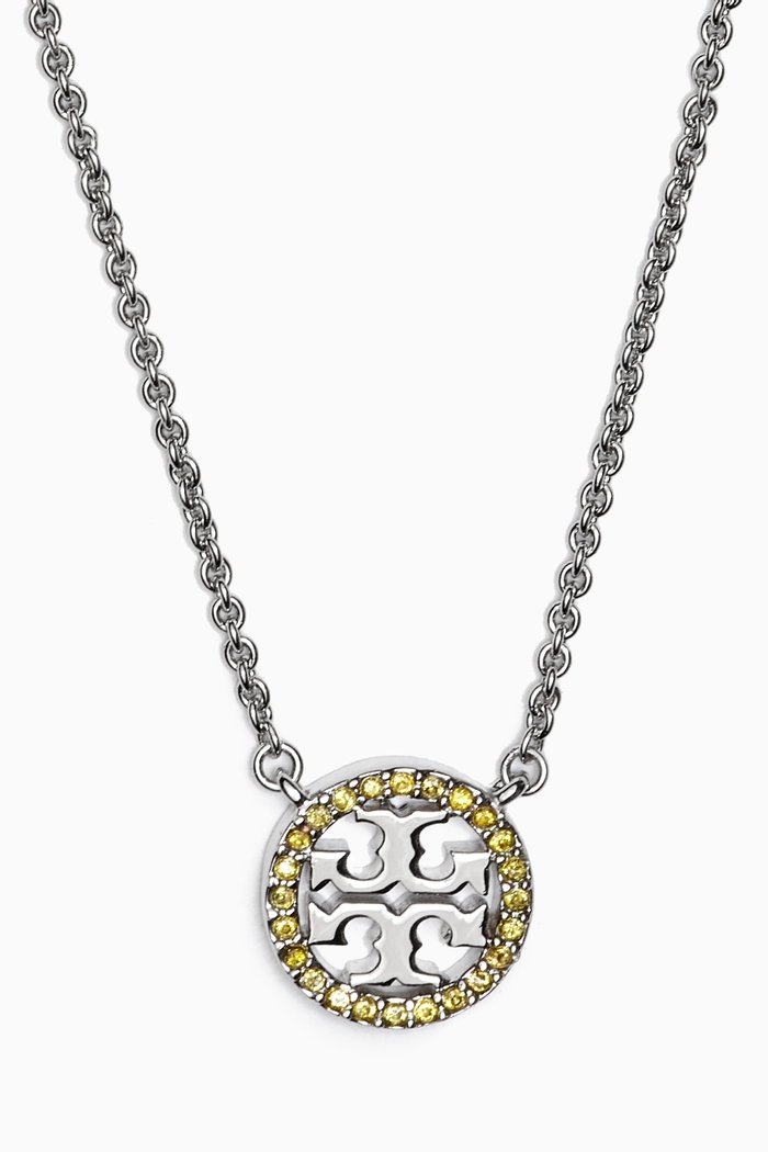 

Miller Pavé Crystal Logo Necklace in Silver-plated Brass, Multicolour