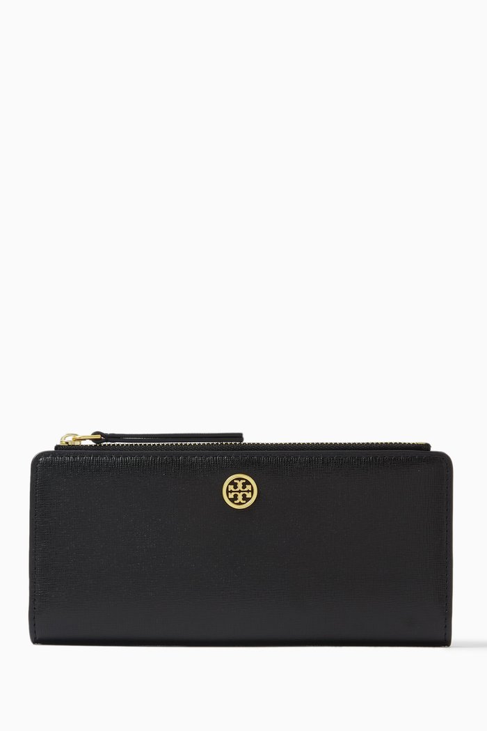 

Robinson Zip Slim Wallet in Pebbled leather, Black