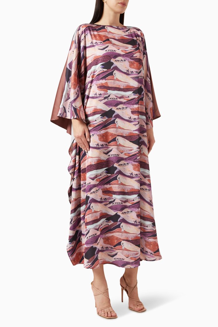 

Printed Kaftan Maxi Dress, Pink