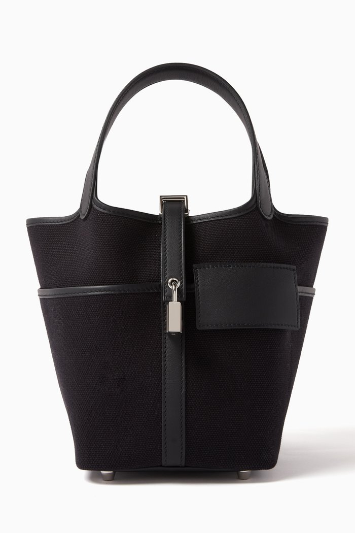 

Unused Picotin 18 Bag in Toile Goeland & Swift Leather with Palladium Hardware, Black