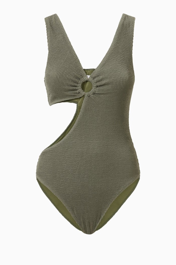 

Bay One-piece Swimsuit in Seersucker, Green