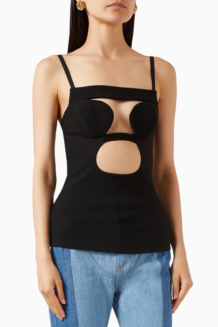 

Padded Corset Top in Viscose-blend, Black
