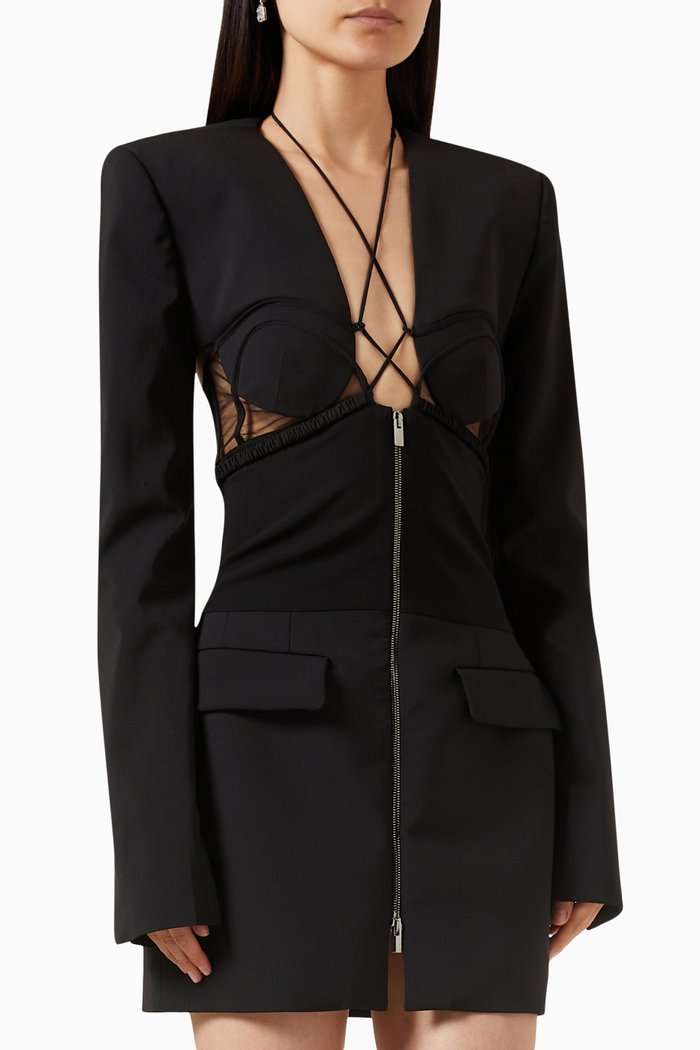 

Hybrid Jacket Mini Dress in Stretch-wool, Black
