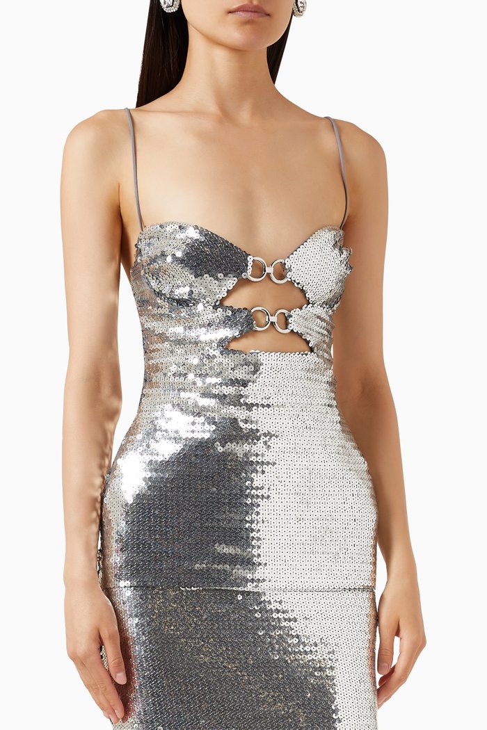 

Sequin-embellished Chain Top, Silver