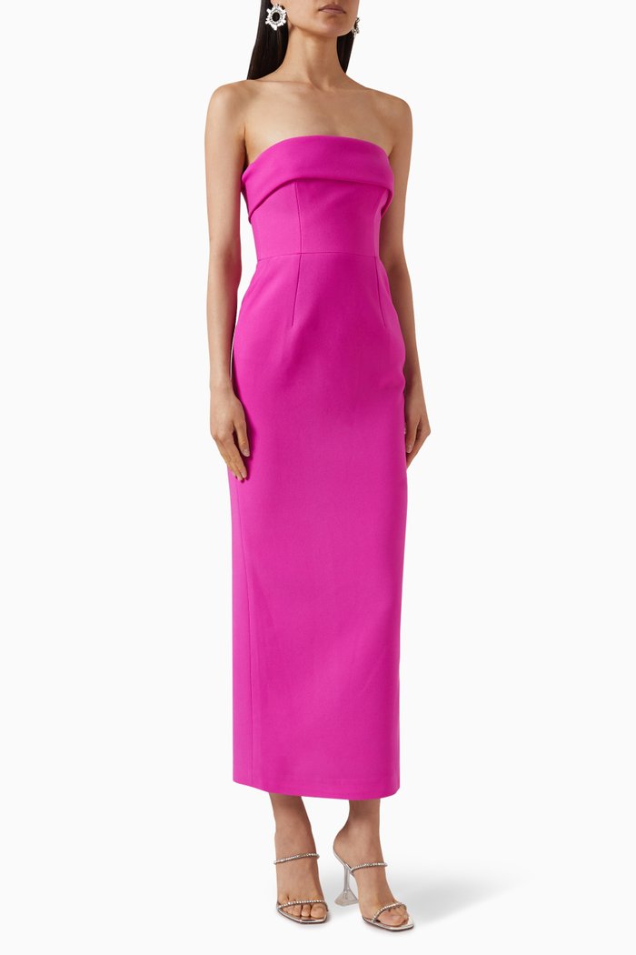 Rhea Maxi Dress in Crepe, Pink