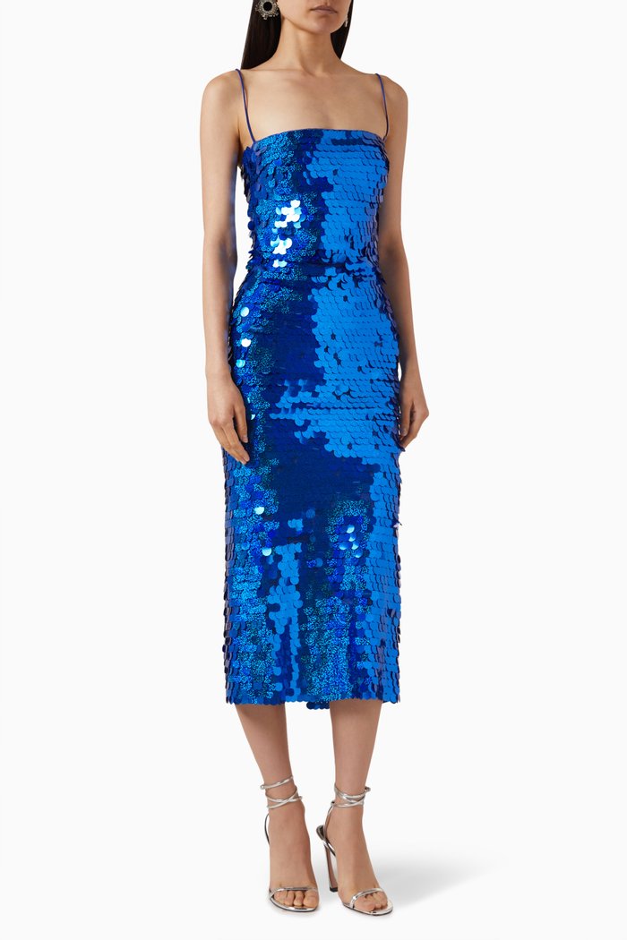 

Phoenix Midi Dress in Sequins, Blue