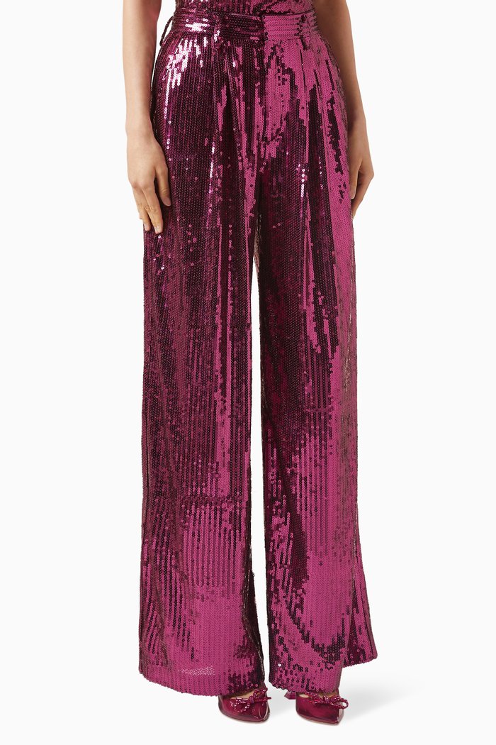 

Mia Wide-leg Pants in Sequins, Pink