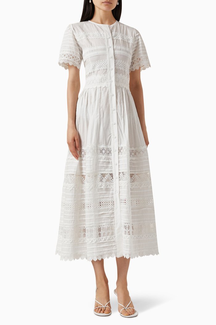 

Camila Lace Midi Dress in Cotton, White