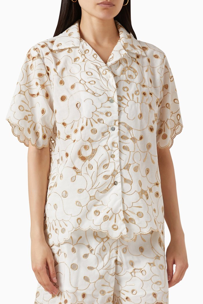 

Playita Embroidered Shirt in Cotton-blend, White