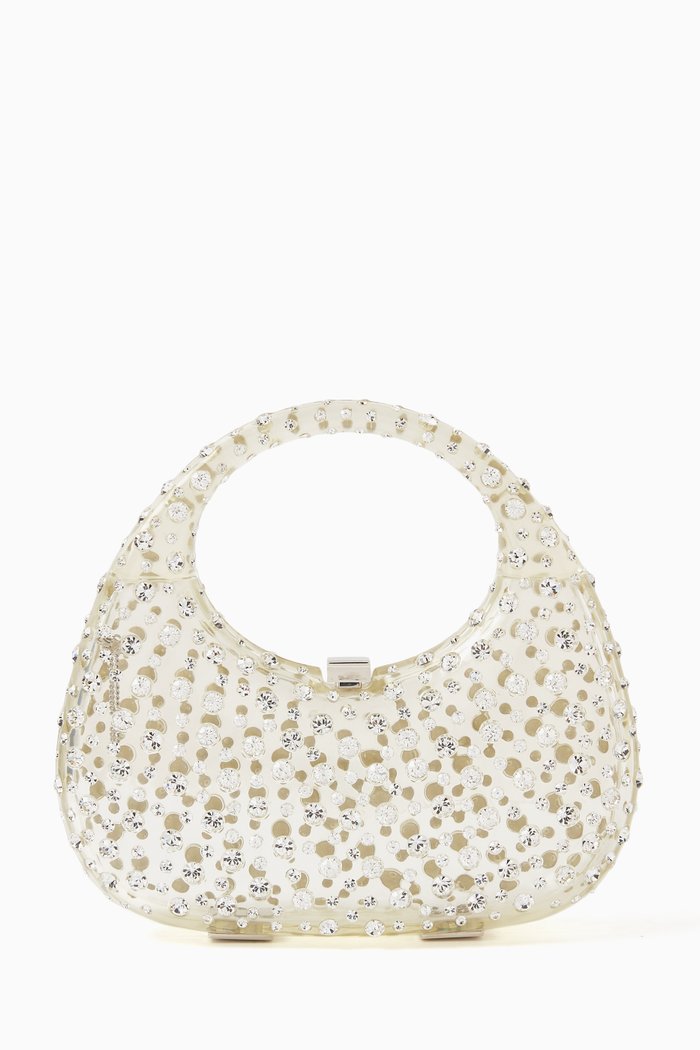 

Meleni Crystal Bag in Resin with Crystals, Silver