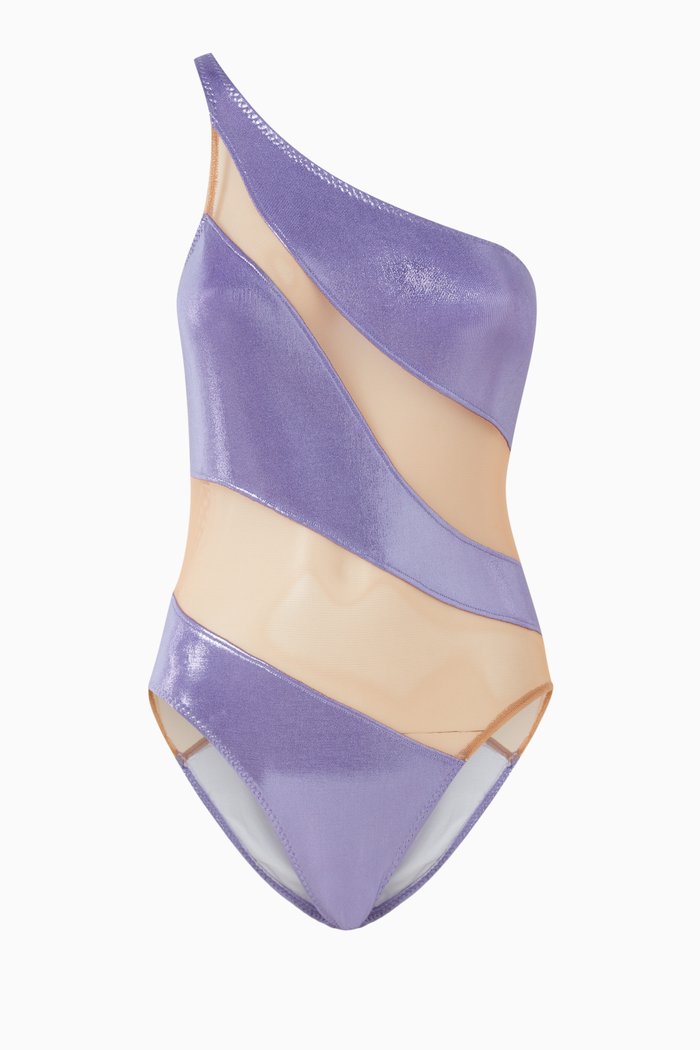 

Snake Mio One-piece Swimsuit in Mesh & Stretch-lamé, Purple