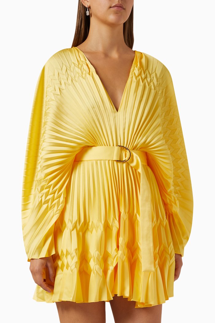 Harrow Dress in Satin, Yellow