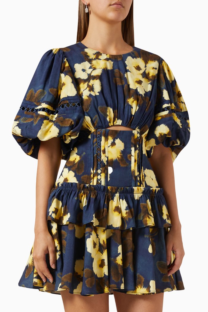 

Clovelly Mini Dress in Linen, Blue