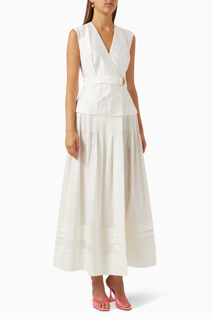 

Miller Dress in Linen Blend, White