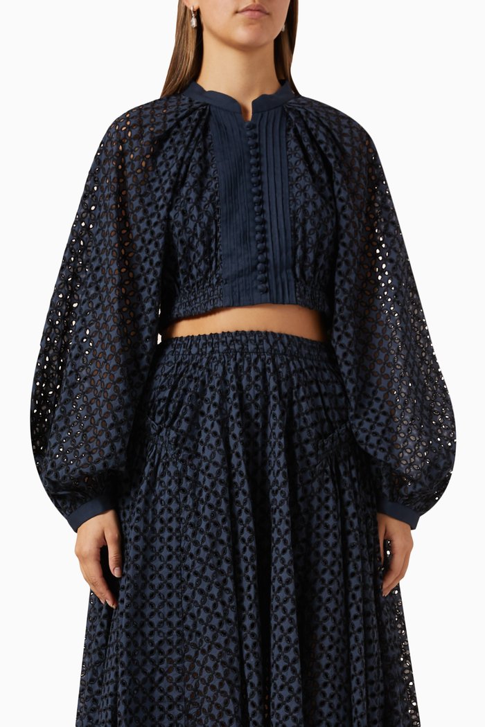 

Sutton Blouse in Cotton, Blue