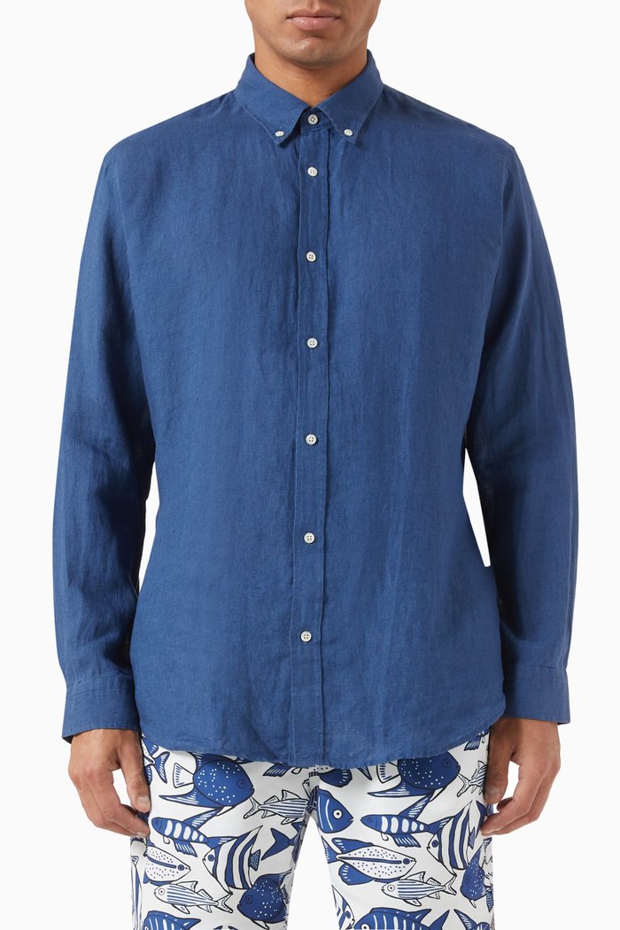 

Martin Shirt in French Linen, Blue
