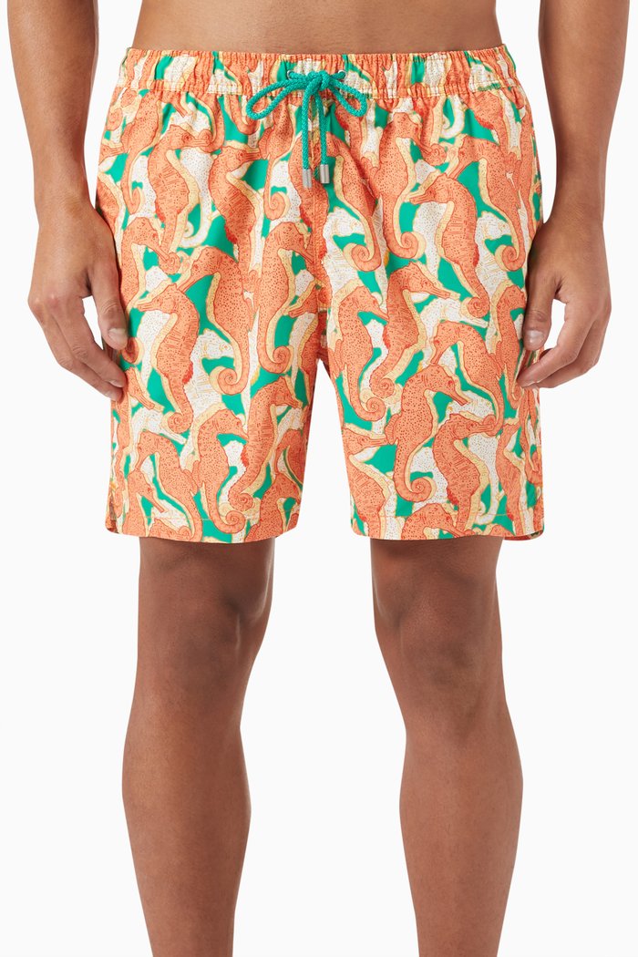 

Arthus Print Swim Shorts in Nylon, Orange