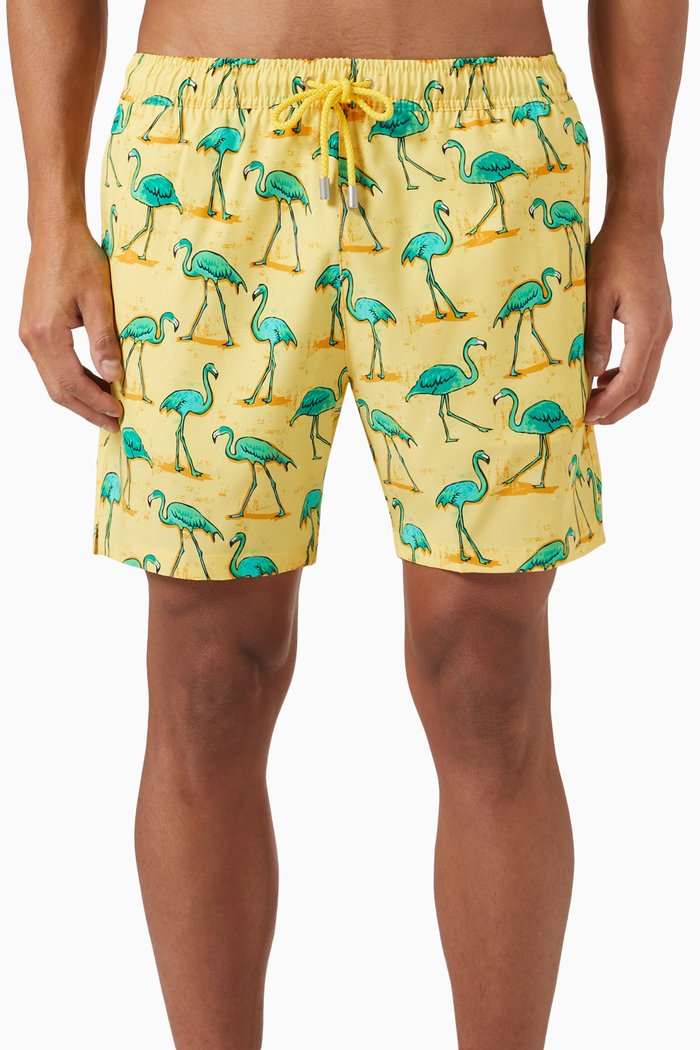 

Arthus Print Swim Shorts in Nylon Stretch, Grey