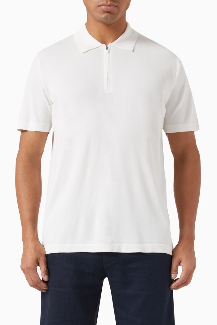 Devon Half-Zip Polo Shirt in Rayon Blend, White