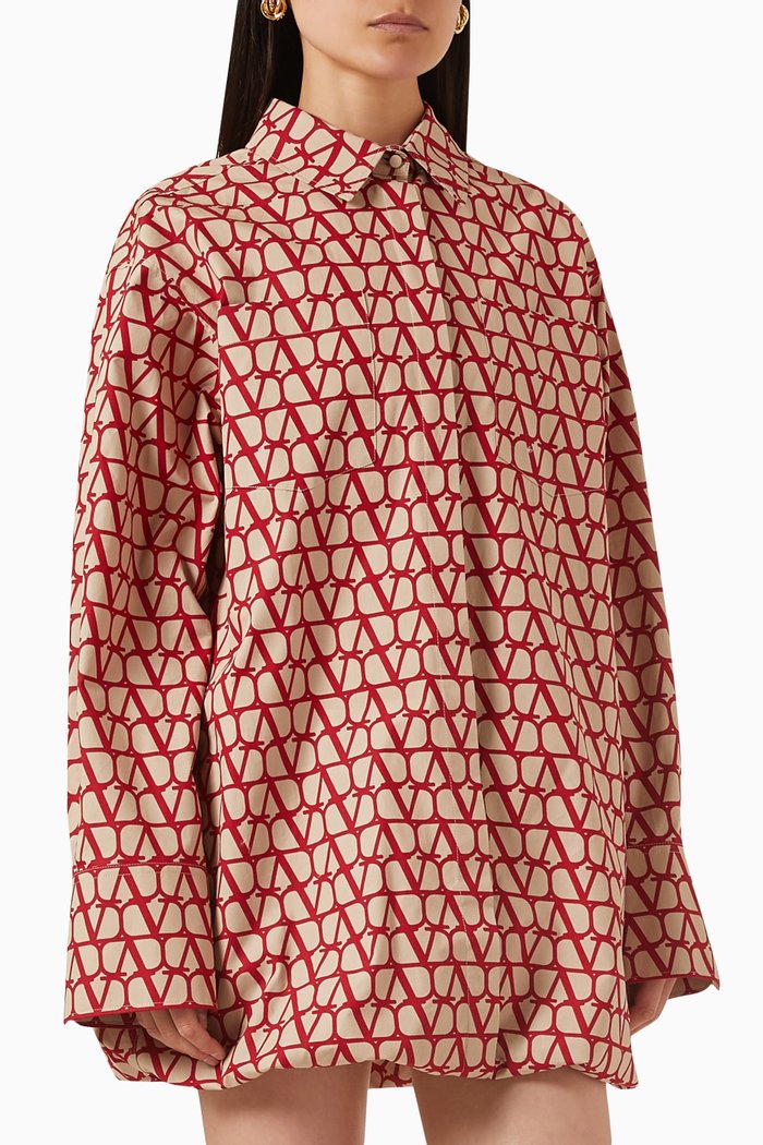

Valentino Garavani Toile Iconographe Mini Shirtdress in Cotton-poplin, Red