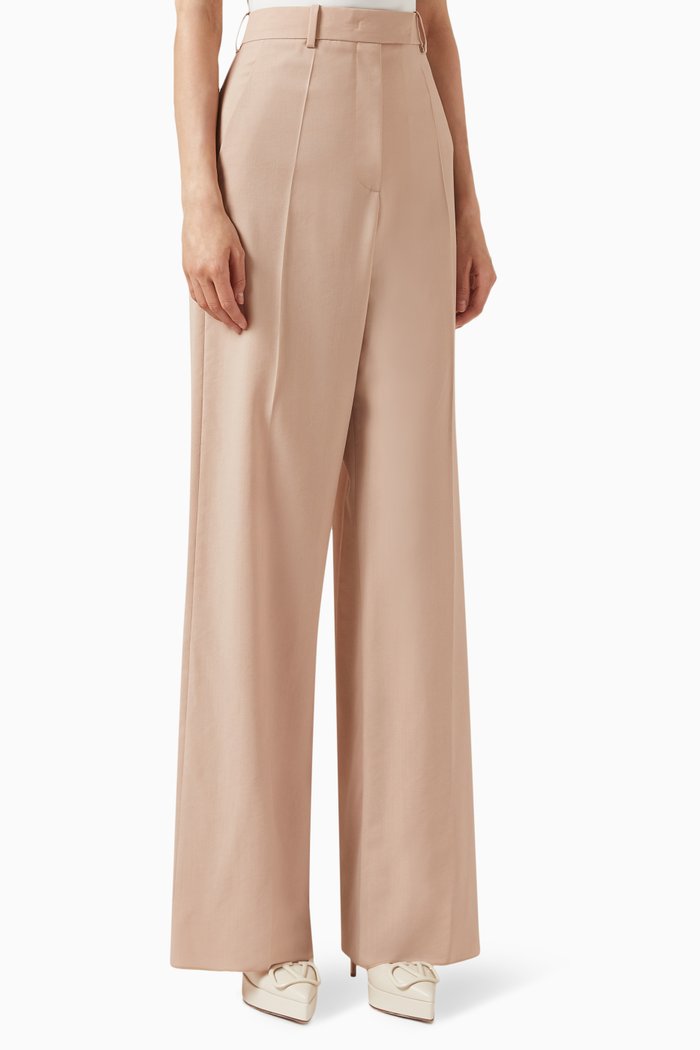 

Valentino Wide-leg Pants in Techno Weave, Neutral