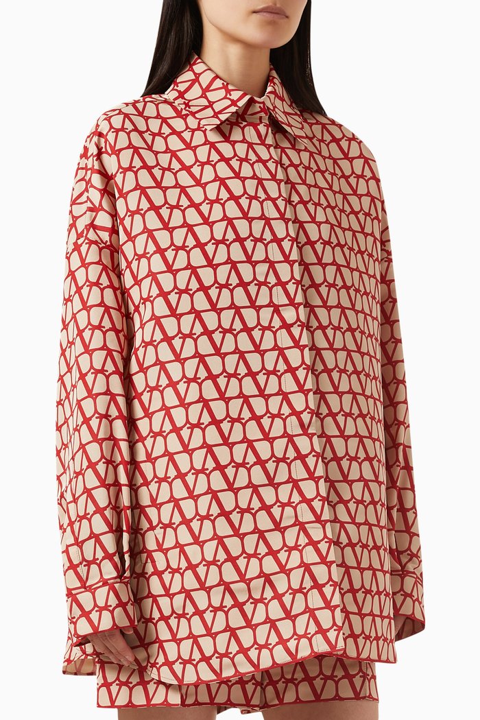 

Valentino Toile Iconographe Faille Overshirt in Silk, Red
