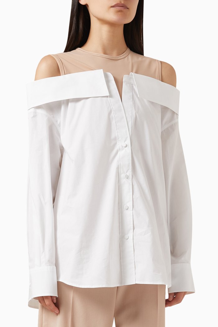 

Valentino Sartorial Hybrid Shirt in Jersey & Cotton-poplin, White