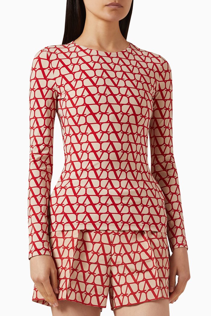 

Valentino Logo Top in Jersey, Red