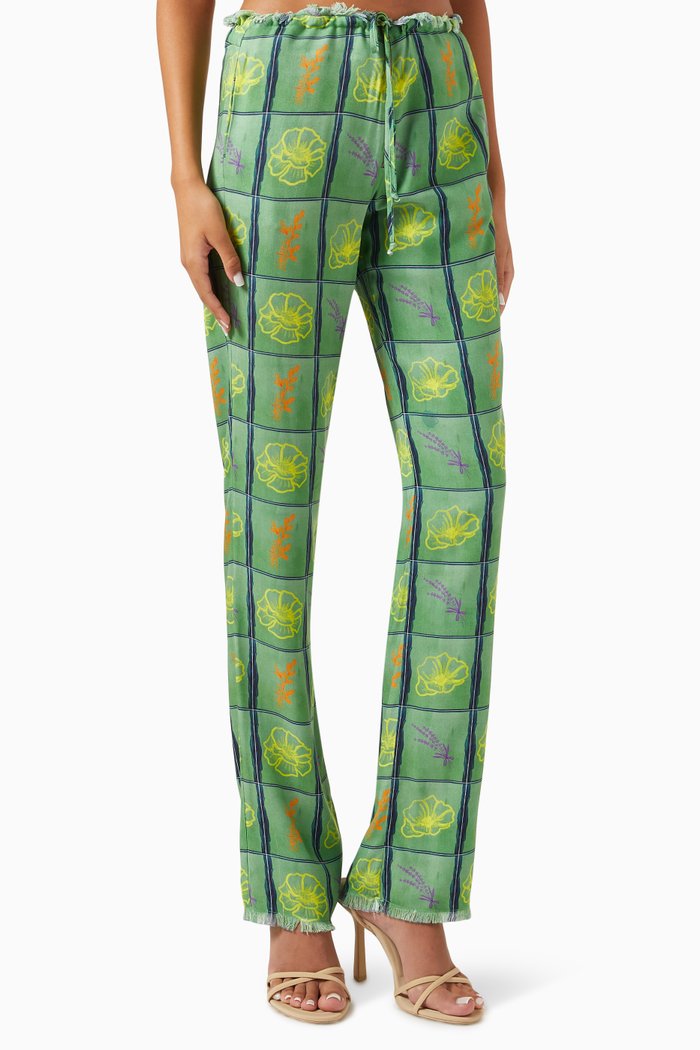 

Tara Tile-print Pants, Green