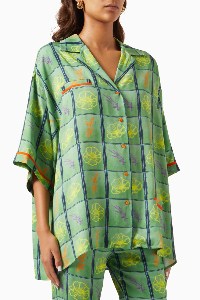 

Malina Tile-print Shirt, Green