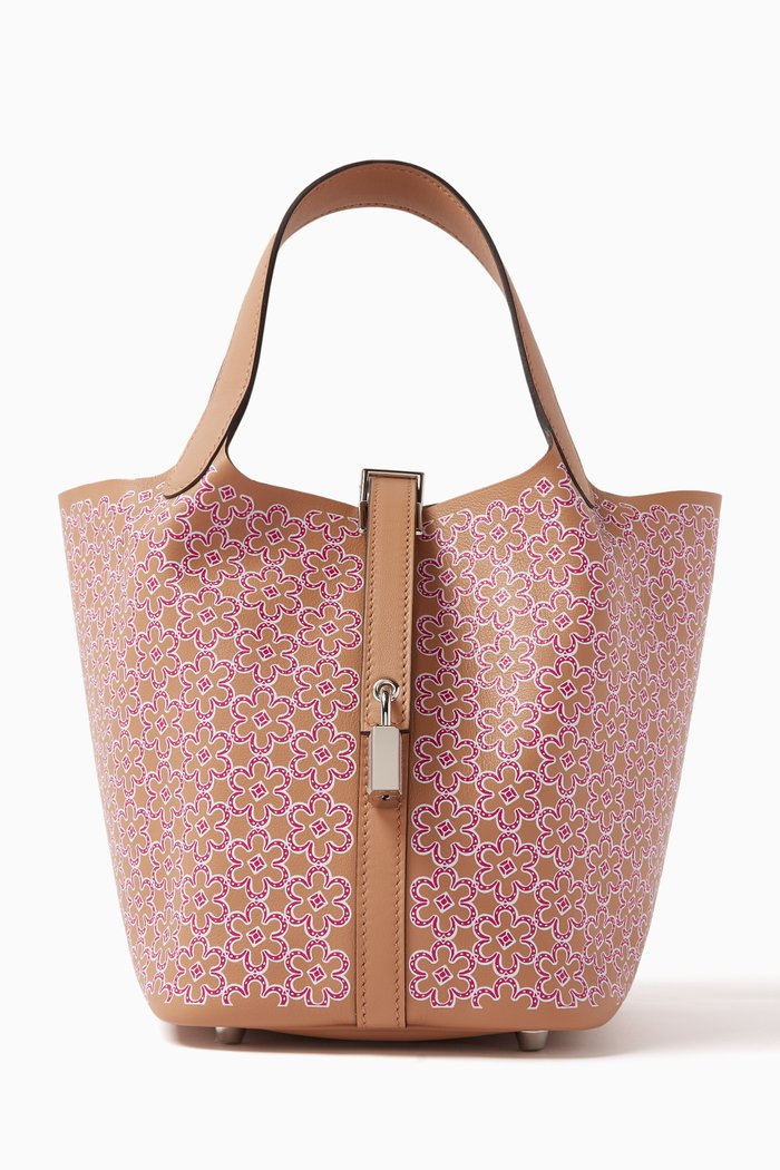 

Unused Picotin 18 Lucky Daisy Bag in Swift Leather & Palladium Hardware, Pink