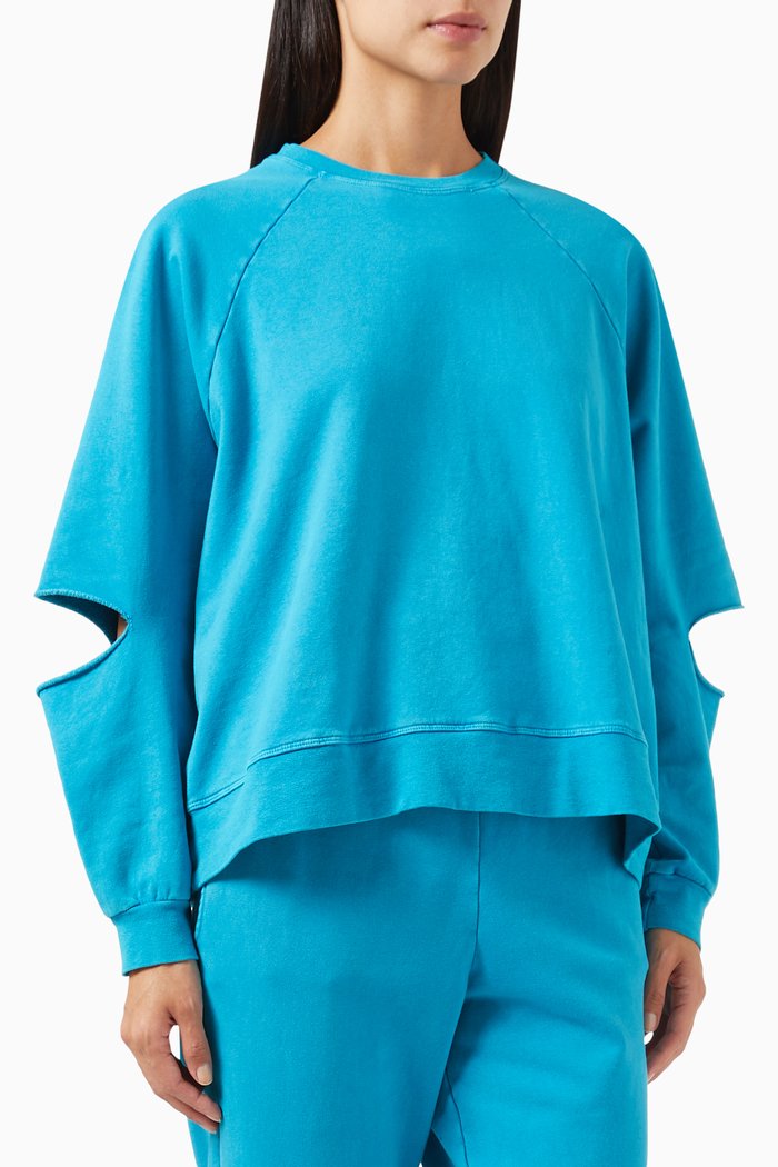 

Frankie Cut-out Sweatshirt in Cotton-blend Fleece, Blue