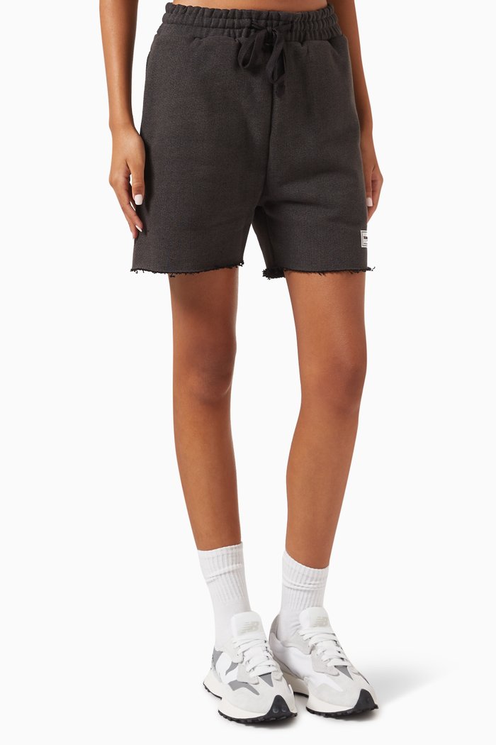 

Relaxed Shorts in Washed Organic-fleece, Black