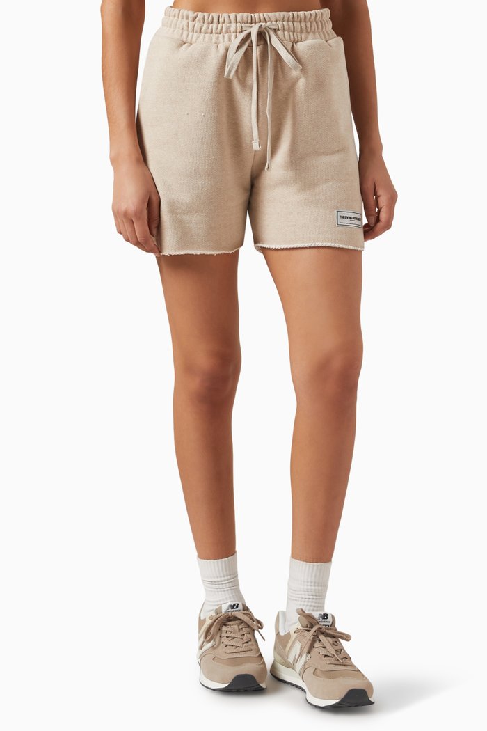 

Relaxed Shorts in Washed Organic-fleece, Brown