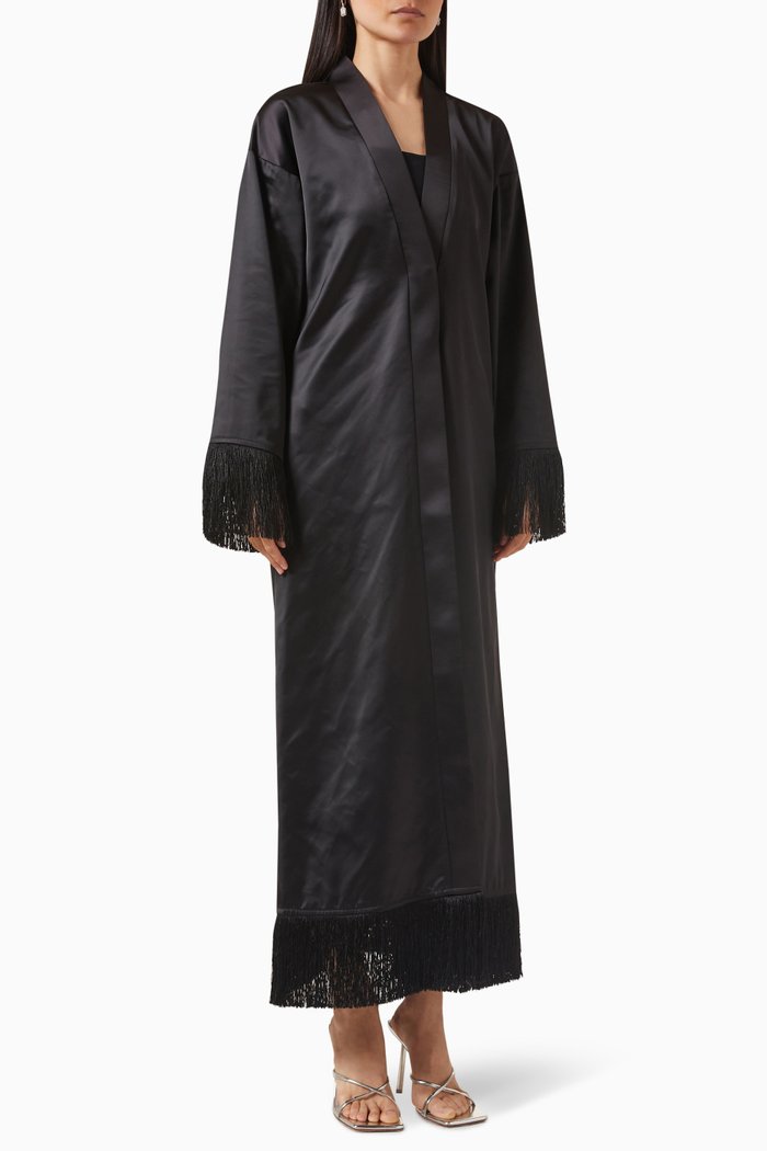 

Tassel Abaya in SATIN100©, Black
