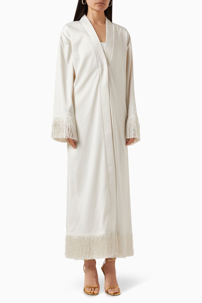 

Tassel Abaya in SATIN100©, Neutral