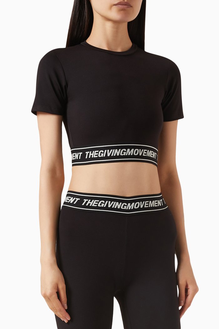 

Logo Waistband Crop Top in Light Softskin100©, Black