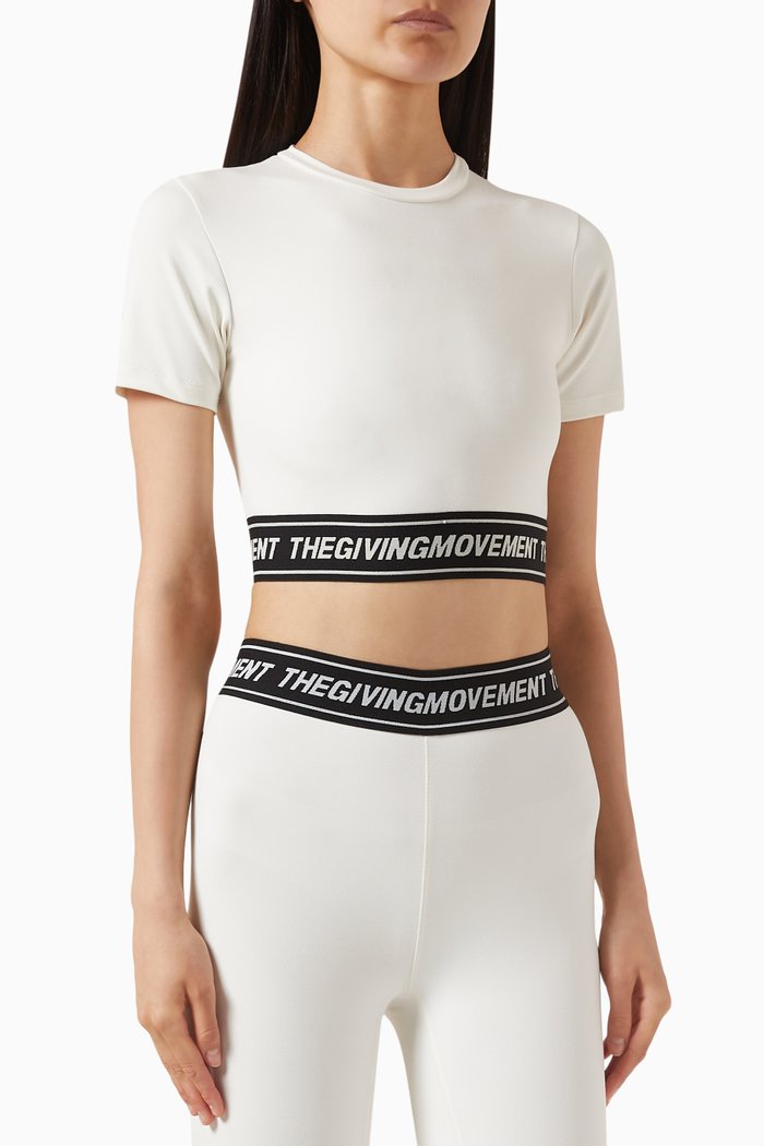 Logo Waistband Crop Top in Light Softskin100©, Neutral