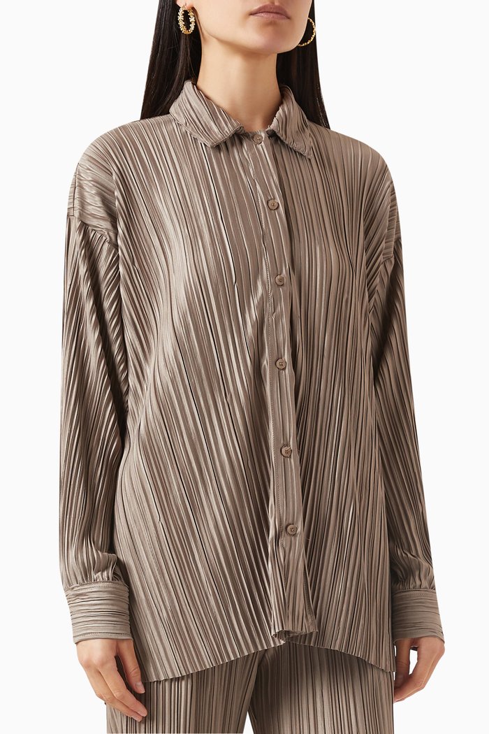 

Oversized Shirt in Plisse100©, Neutral
