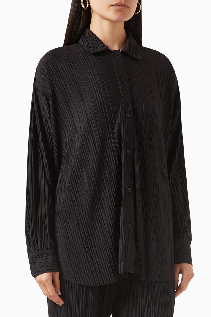 

Oversized Shirt in Plisse100©, Black